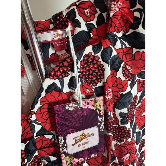 JOE BROWNS Women's Contrast Floral Print Statement Midi Dress, Red/White Sz: 20 - Picture 2 of 9